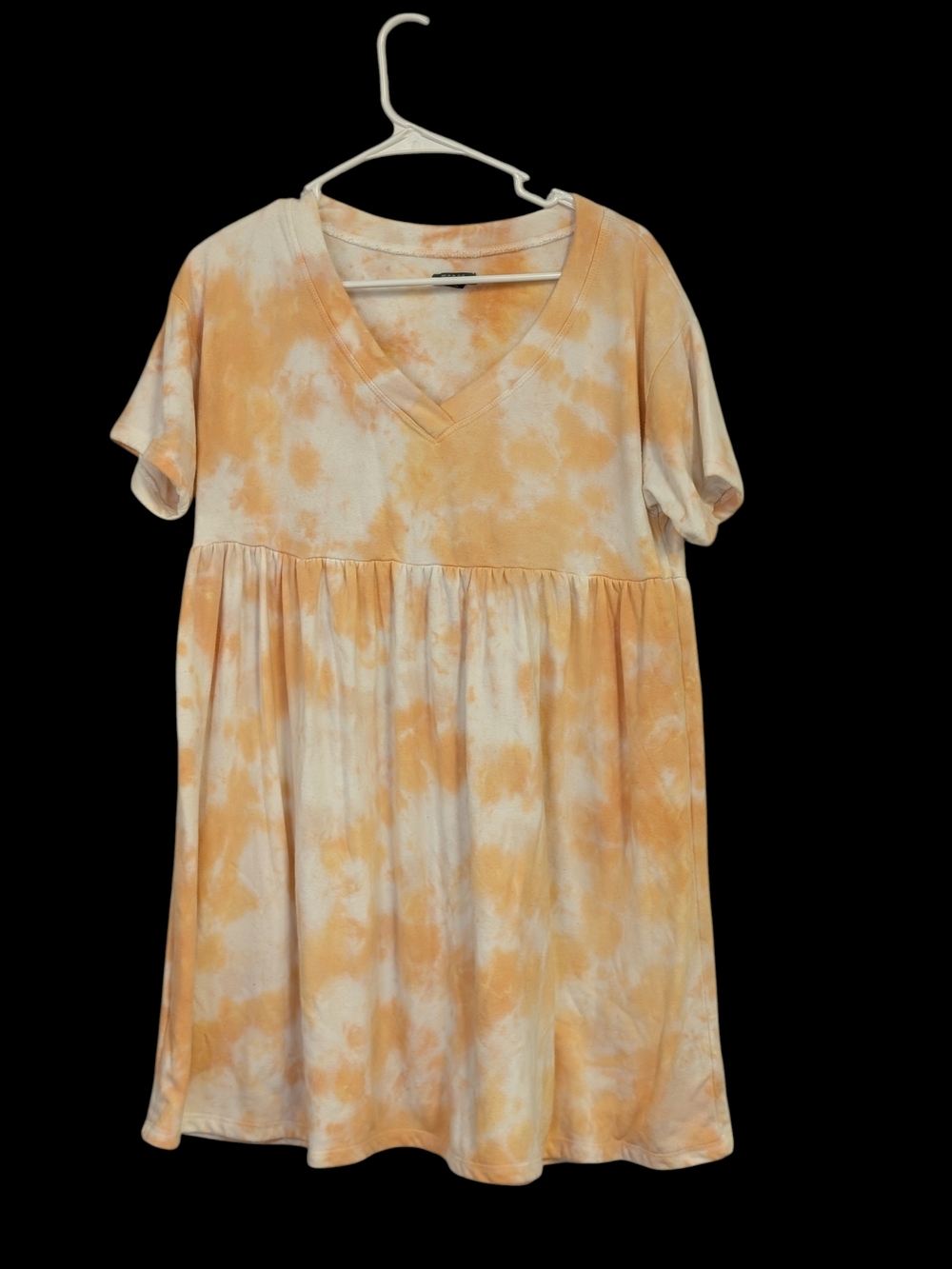 wild fable Peach and Cream Tie-Dye V-Neck Babydoll Dress